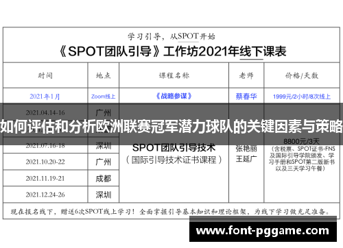 如何评估和分析欧洲联赛冠军潜力球队的关键因素与策略