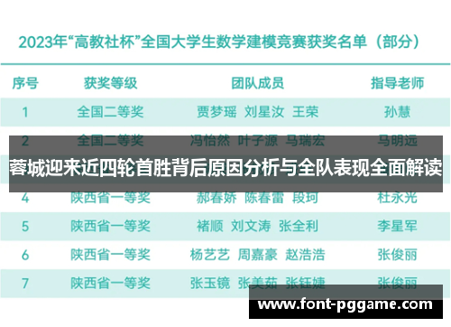 蓉城迎来近四轮首胜背后原因分析与全队表现全面解读